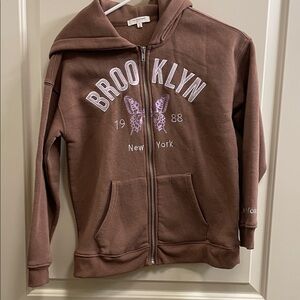 Brown Kids Hoodie with Brooklyn Print